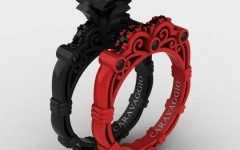 Black and Red Wedding Bands
