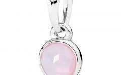 Opalescent Pink Crystal October Droplet Pendant Necklaces