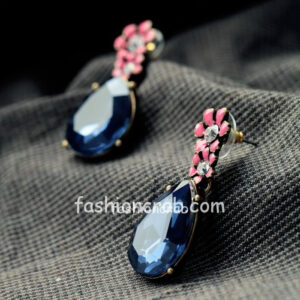 Dark Blue Flower Stud Fashion Earring for Women