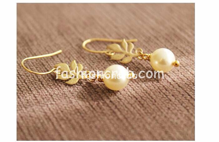 Pearl Leaves Tassel Earrings for Women