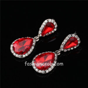 Rhinestone Red Crystal Waterdrop Women Earring