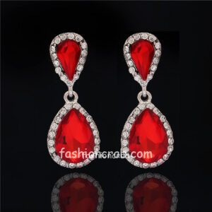 Rhinestone Red Crystal Waterdrop Women Earring