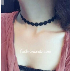 Girls Black Velvet Lace Choker Necklace