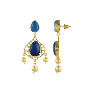 Designer Earring Set with Blue Stone