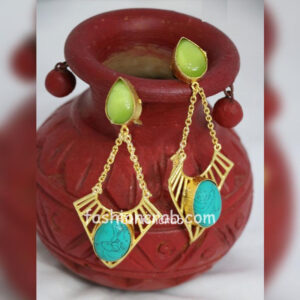 Green and Blue Color Stone Dangle Earring for Girls