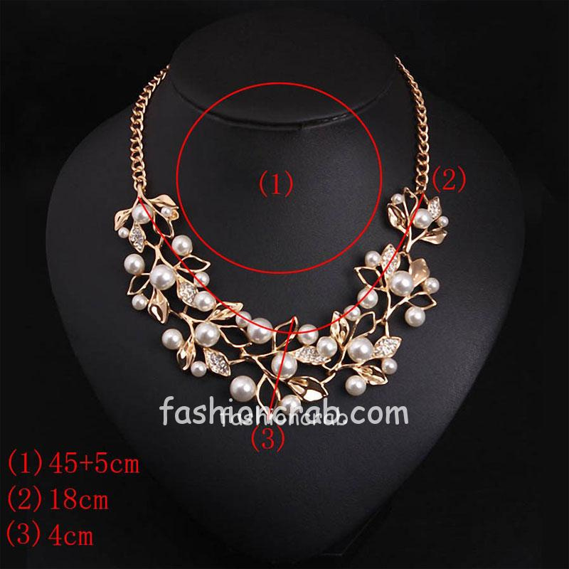 Golden Color Pearl Leaves Women Necklace