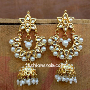 Kundan and Pearl Jhumka Drop Earring | FashionCrab.com