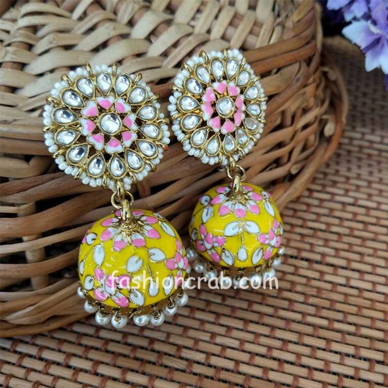Bollywood Style Indian Yellow Jhumka Earring