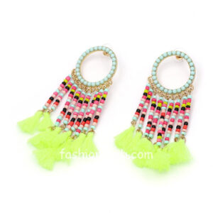 Multicolored Beads Tassel Earring