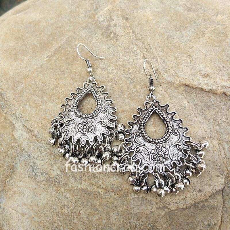 Designer German Silver Drop Earring for Ladies | FashionCrab.com