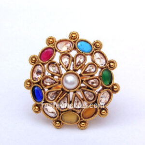 Multicolor Adjustable Polki Ring for Women