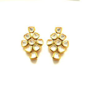 Gold-Toned Classic Kundan Drop Earrings for Women