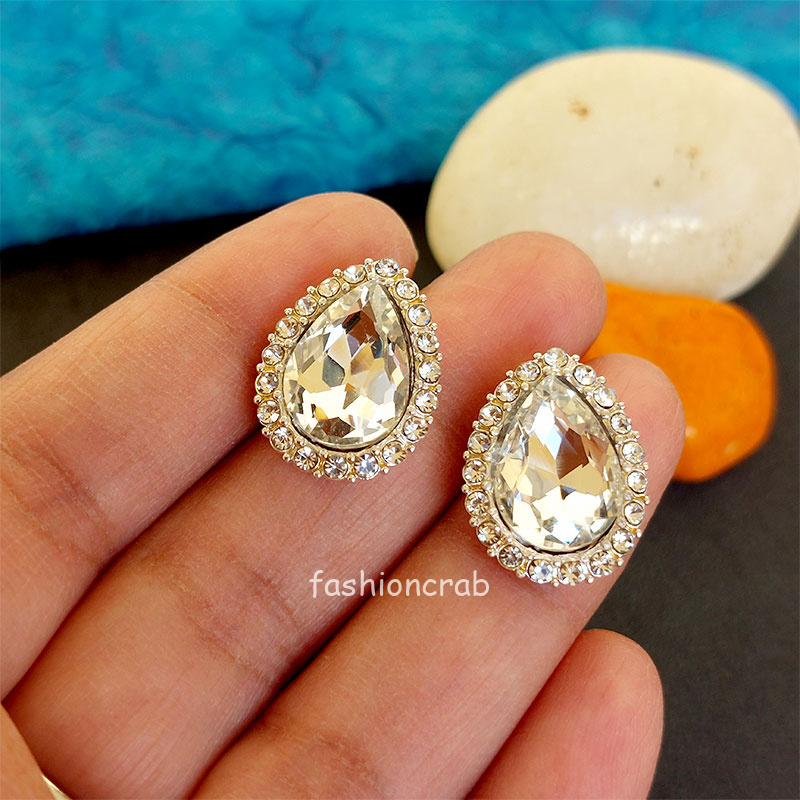 Black (7mm) Cubic Zirconia Crystal in Stainless Steel Stud Earrings