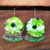 Green Flower Pearl Earrings