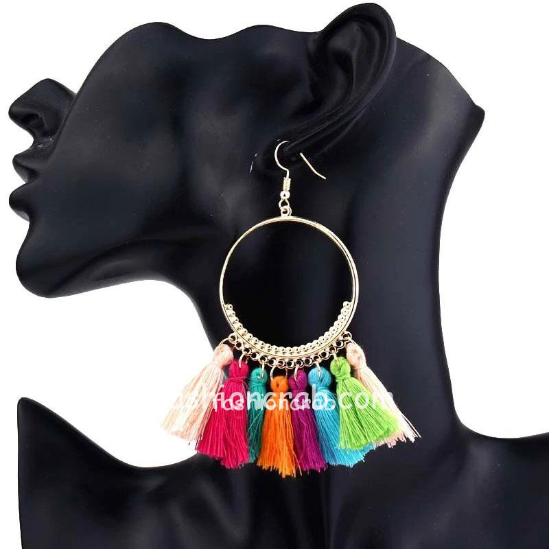 Multicolor Thread Tassel Earring