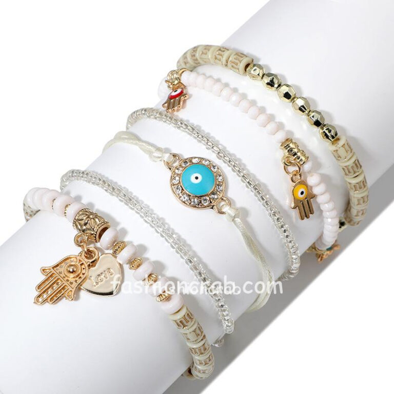 Multilayer Beads Adjustable Charm Bracelet
