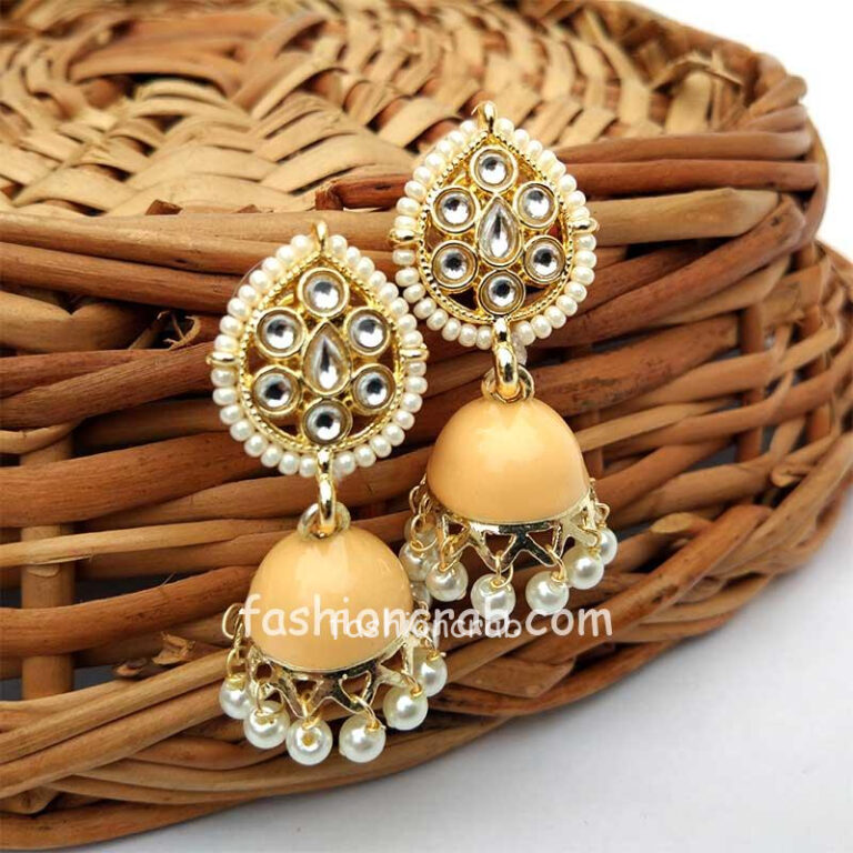Orange jhumka earrings Clearance