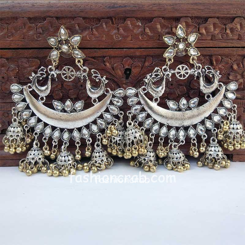 silver chandbali earrings