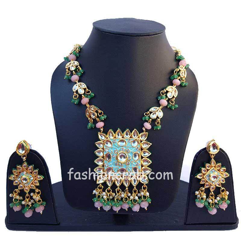 Designer Kundan Meenakari Necklace Set