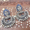 Royal Blue Oxidised Ganesh Earrings for Kurti