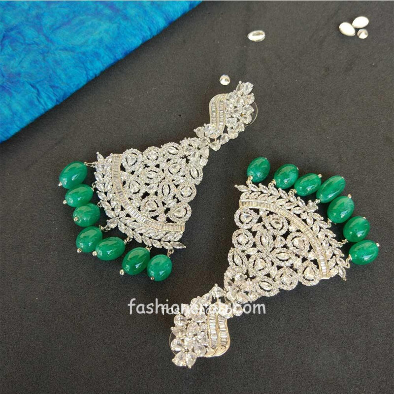 Ad Stone Earring with Green Pearl Drop