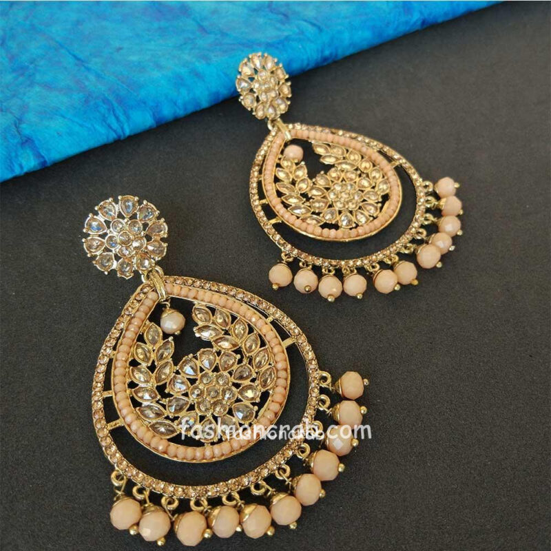 Gold Tone Earrings for Peach Gown