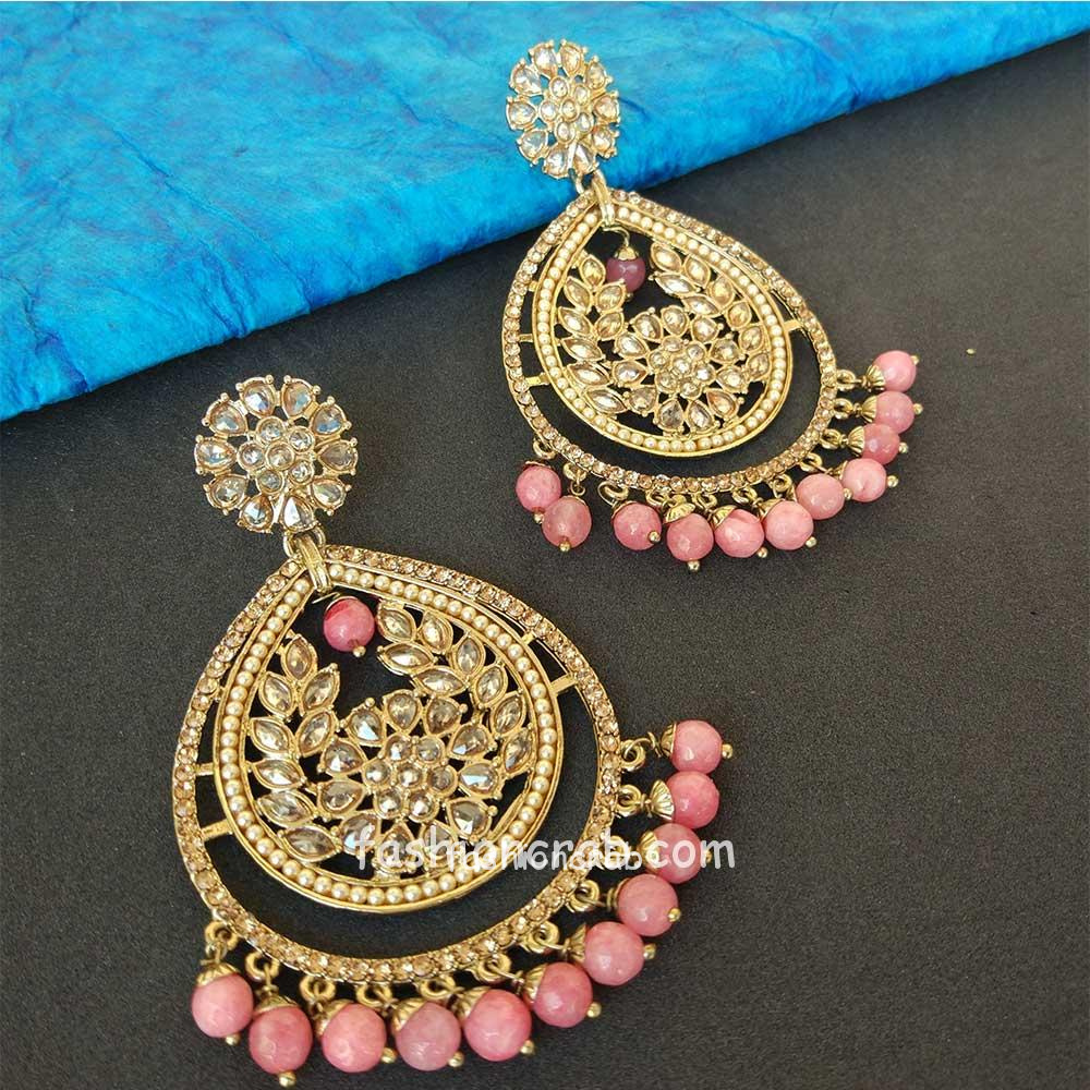 Gold Tone Earrings for Pink Gown | FashionCrab.com