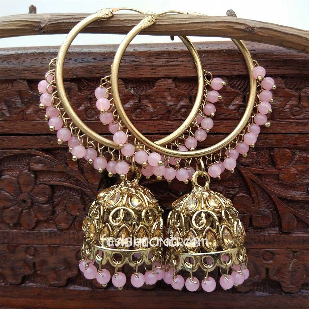 Brown Colour Jhumka Earrings with Pearl