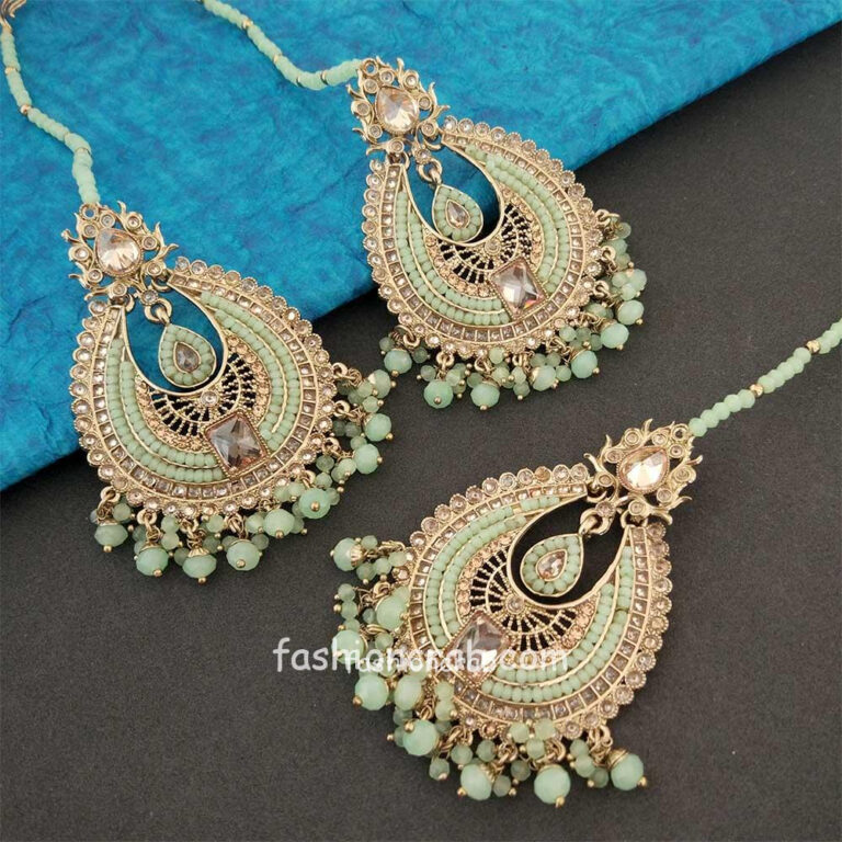 Silver Plated Traditional Stone special Necklace With Earring & Maang Tikka Set For Women