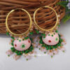 Light Pink Meenakari Jhumka with Golden Bali Earrings