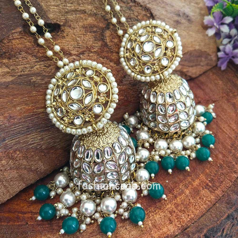 Indian Bollywood Kundan Party Wear Earrings & Tikka Lightweight 4 Colours 