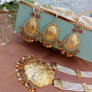 Multicolor Punjabi Pipal Patti Jewellery Set for Women