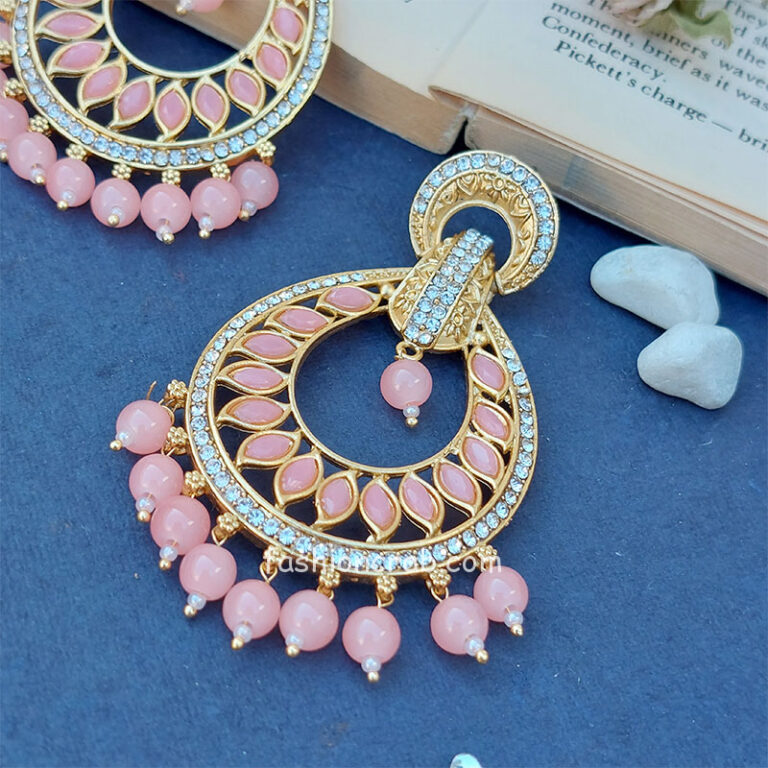 Pink Peach Color Earrings for Wedding — free download