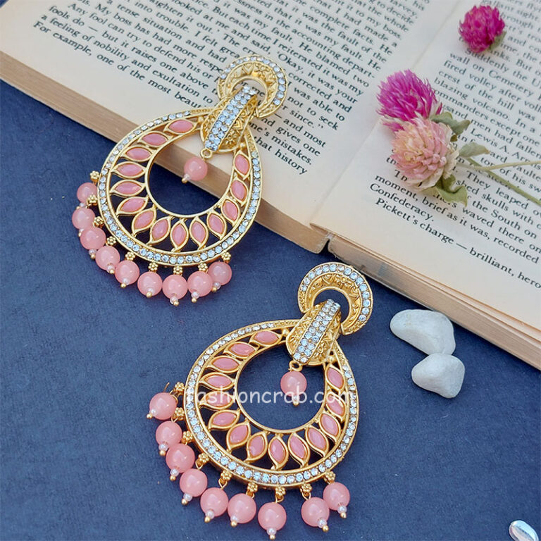Pink Peach Color Earrings for Wedding