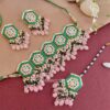 Green Colour Meenakari Choker Necklace Set for Lehenga