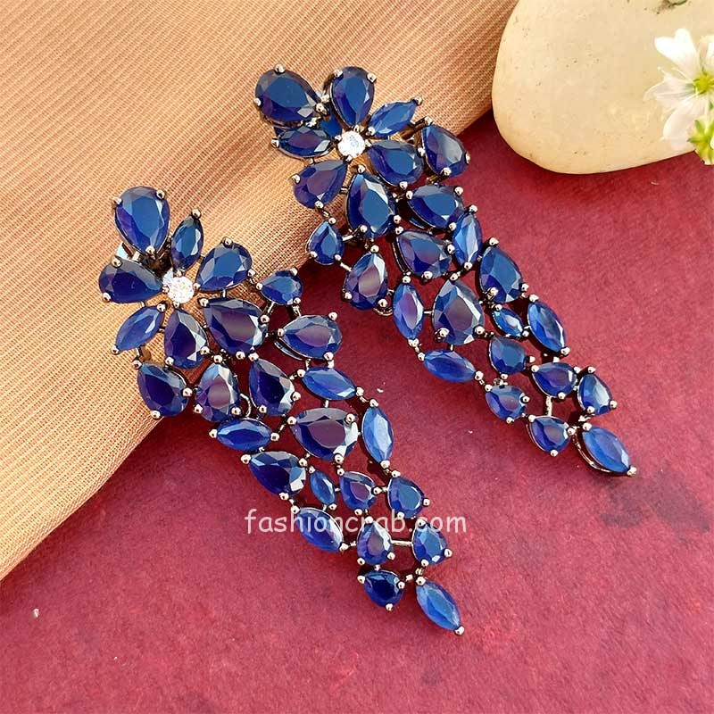 Blue Stone Earrings for Gown