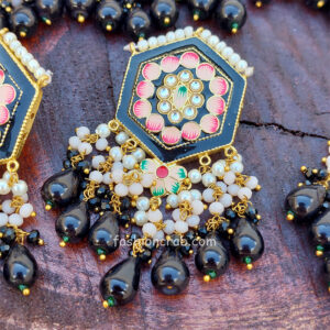 Black Colour Meenakari Choker Necklace Set for Lehenga