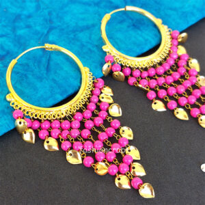 Punjabi Bali Earrings with Pink Pearl Drop