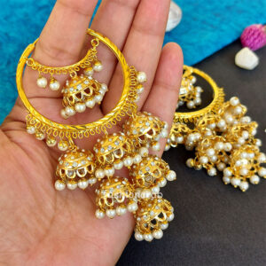 Punjabi Style Bali with Layered Jhumka Earrings