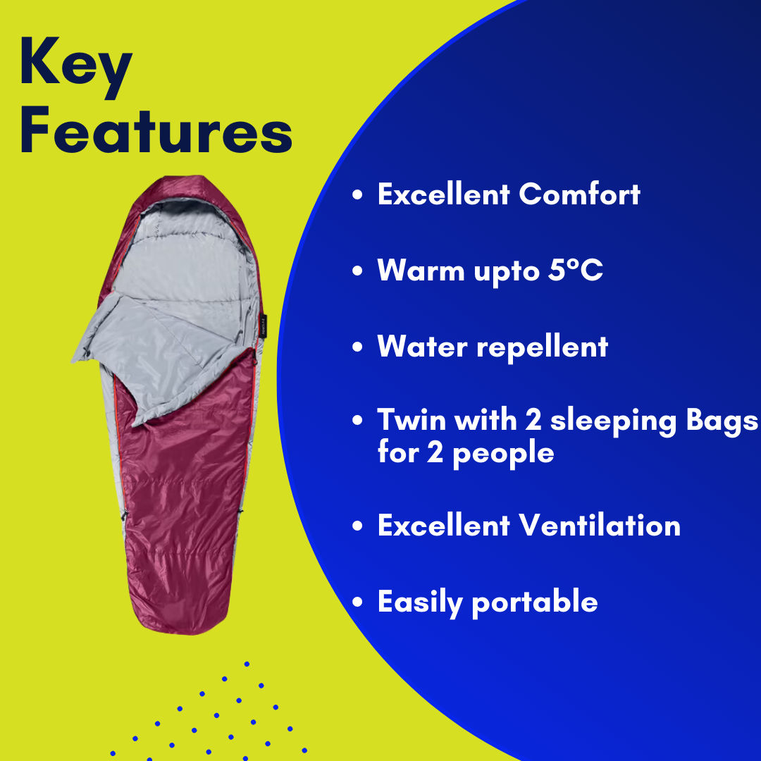 This is an image of Trekking Sleeping Bag MT500 5°C on rent offered by SharePal.in