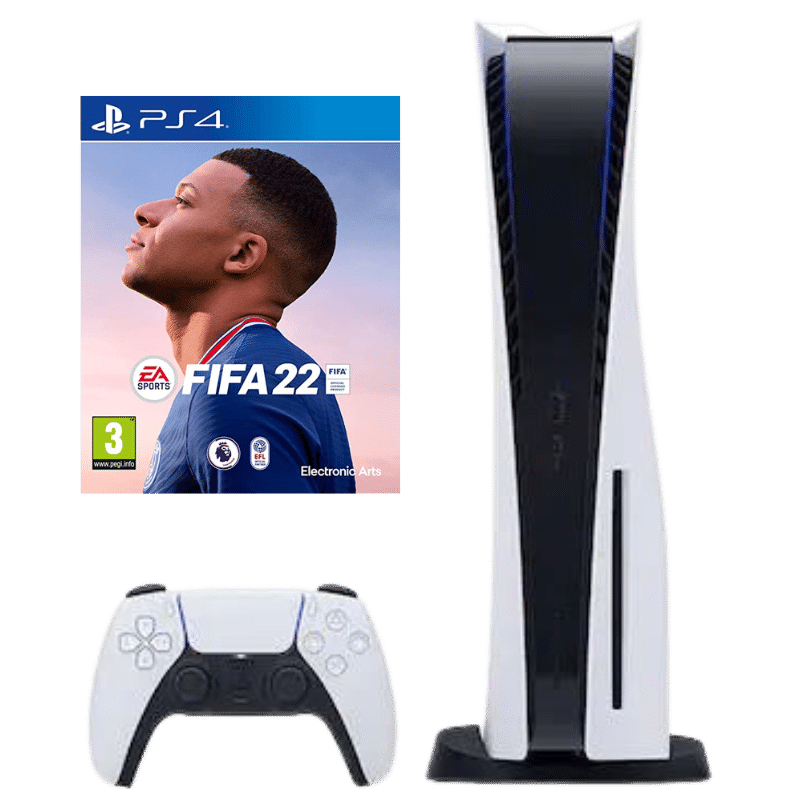 These are product images of PS5+FIFA22 with 1 Controller by SharePal.