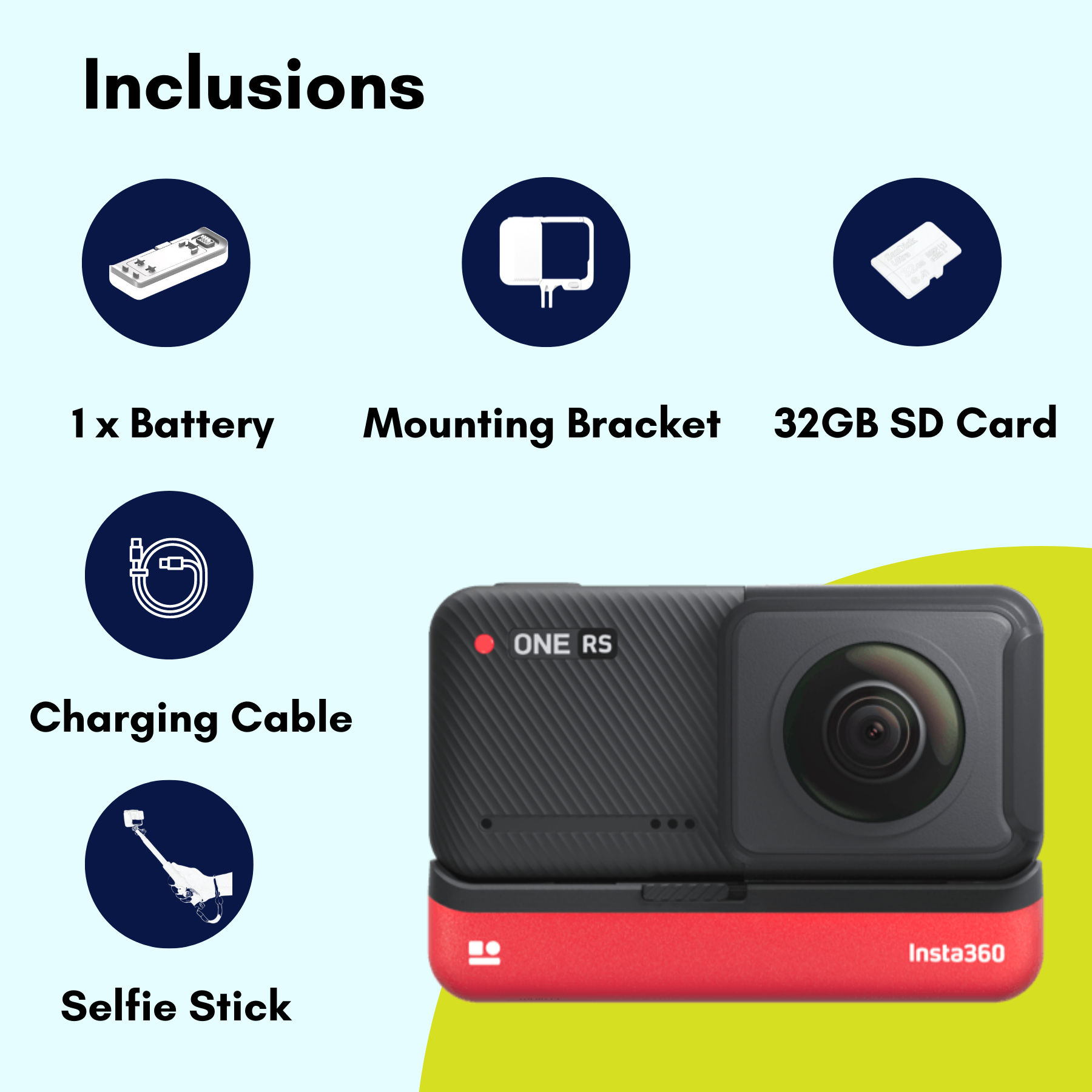 These are product images of Insta360 One RS Twin on rent by SharePal in Bangalore.