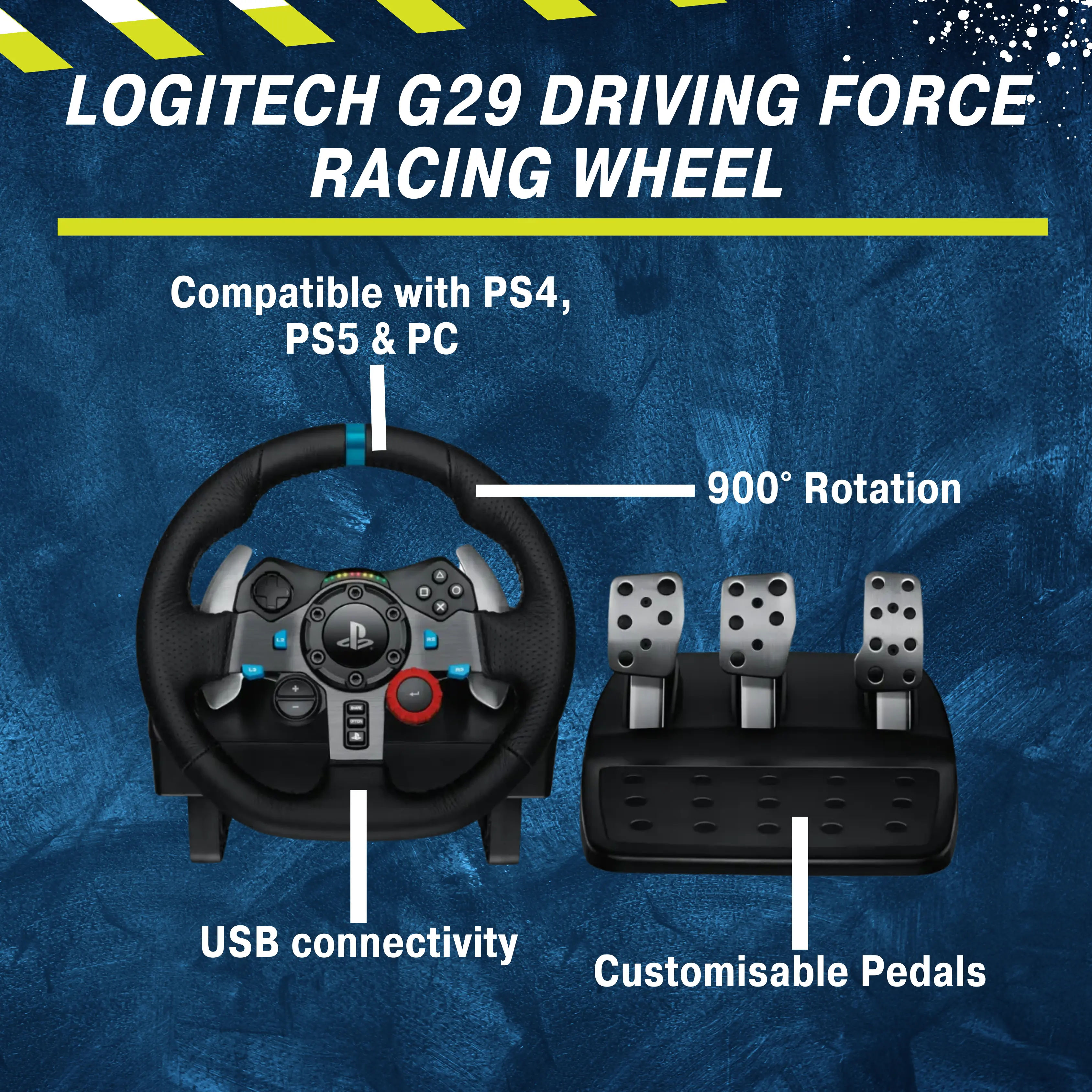 This is an image of Logitech G29 Driving Force Racing Wheel on rent offerred by SharePal.in