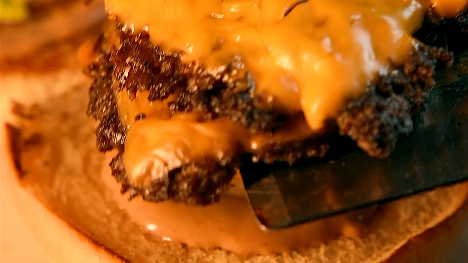 Close up of the Army Burger signature sauce burger