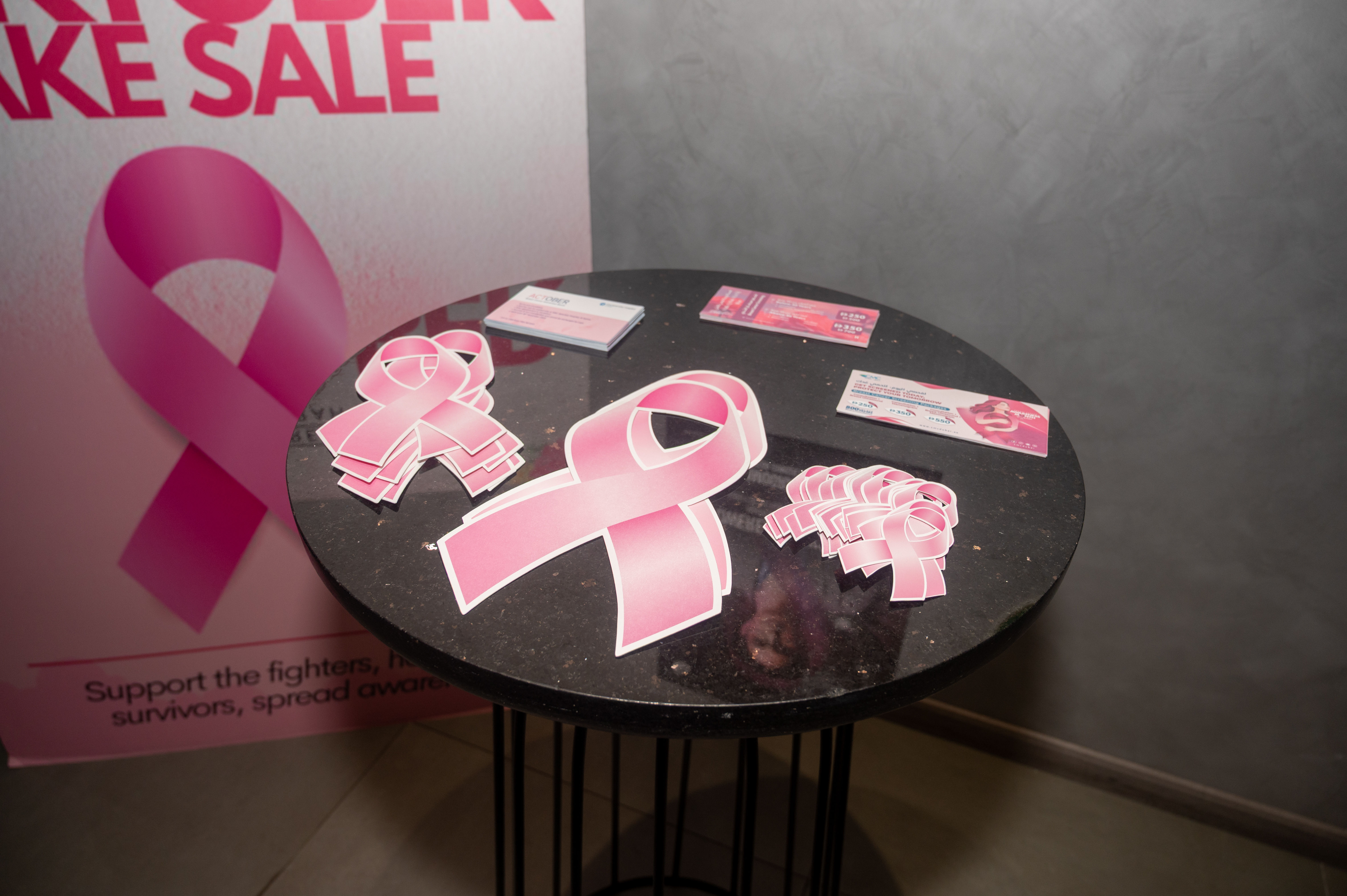 Pink ribbons displayed for Pink October awareness