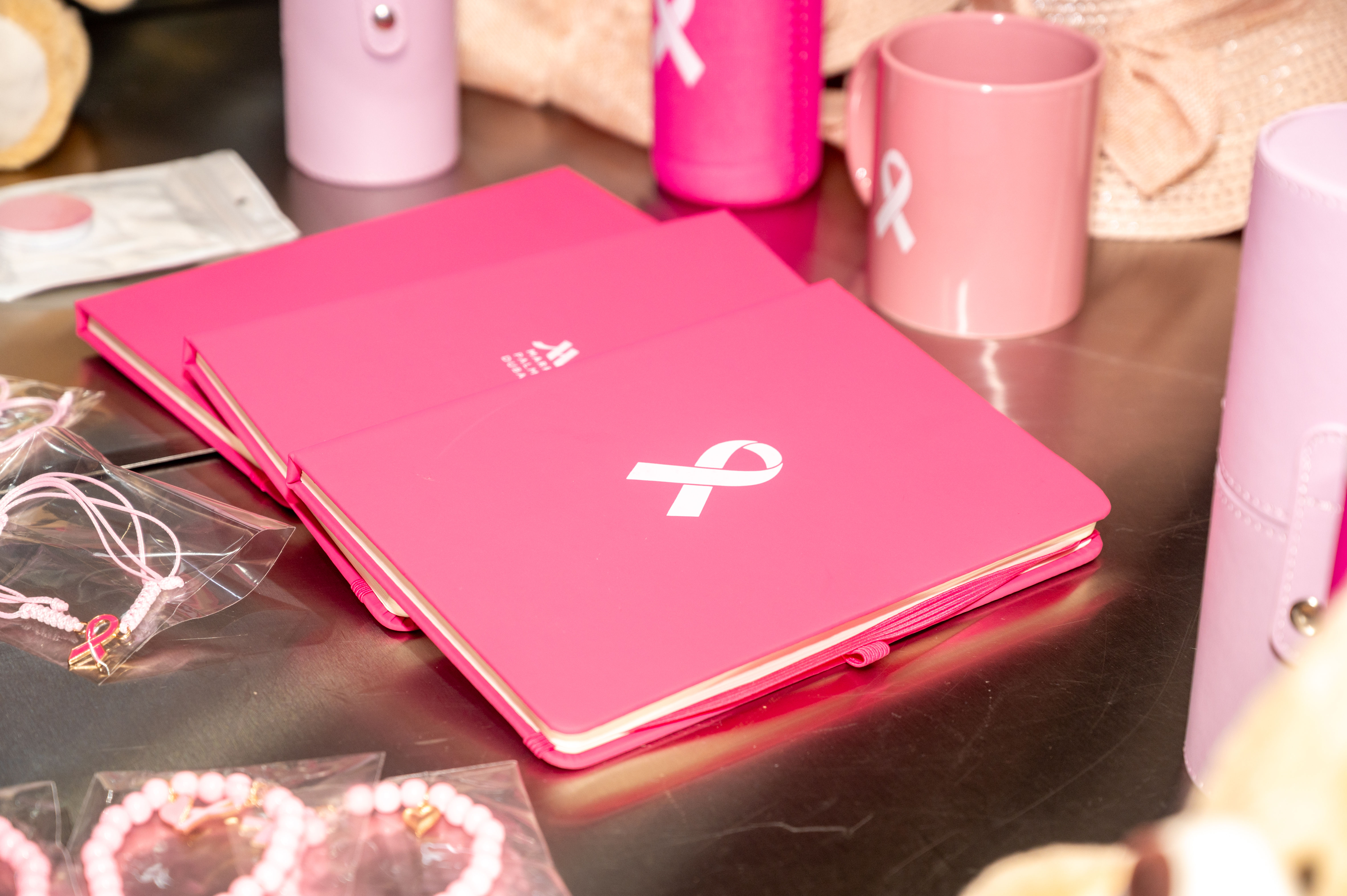 Pink books and decor at the Pink October activation