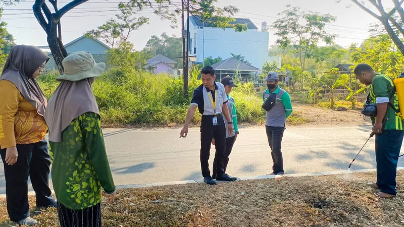 Hadapi Kemarau Ekstrem, Petugas RTH Bidang PPKLH Bergerak Selamatkan Pohon Tabebuya dan Rumput Gajah di Median Jalan Tarantang