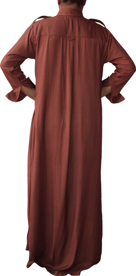 Ecofriendly bamboo shirt abaya with double front pockets and buttons