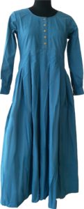 Turquoise abaya front buttons and cuff sleeves