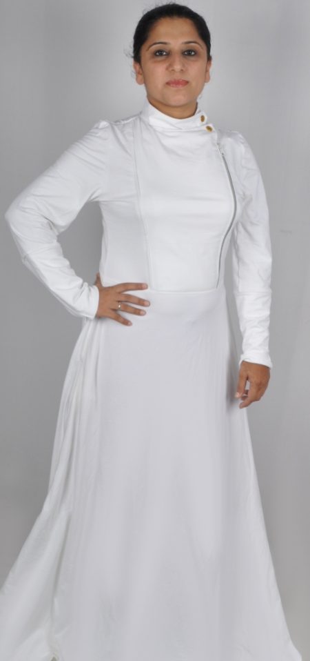 Zipper Abaya White